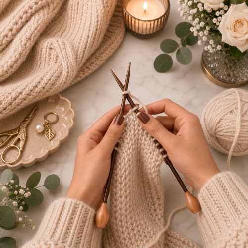 The Fastrend Knitting Needles 2-Piece Set – Smooth Lightweight Knitting Sticks with Wooden Tip – Crochet & Knitting Tools for Beginners & Professionals (US Size 10 inch / 4.5 mm) - size: US Size 10 inch / 4.5 mm