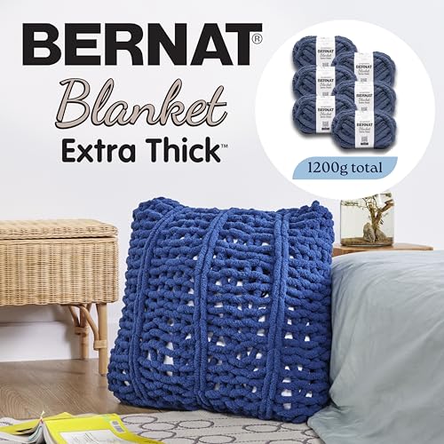 Bernat Extra Thick Chunky Yarn for Crocheting Soft, Green Frost, 6-Pack | #7 Jumbo Yarn, 100% Polyester, Extra Thick Chunky Blanket Yarn for Knitting, Crochet & Crafts, 24yds, 200g/7oz per skein - color: Green Frost