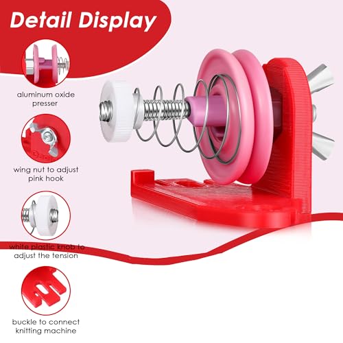 Ceoighe 2 Pack Circular Knitting Machine Tensioner Removable Yarn Tensioner Adapters Compatible with ADDI 48 46 22 Needle(Red) - size: Red