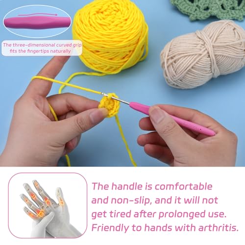 2.25 mm Crochet Hook, Ergonomic Handle for Arthritic Hands, Extra Long Knitting Needles for Beginners and Crocheting Yarn (2.25 mm) - size: 2.25mm