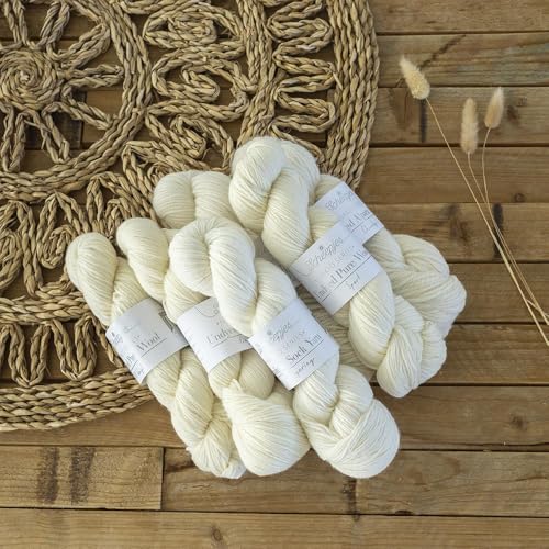 Scheepjes Nakid S Undyed Pure Wool Fingering Yarn, 100 g Ball, White 001