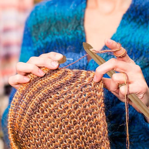 HARFINGTON Bamboo Tunisian Circular Crochet Hook 10mm (US N/15) Afghan Wood Knitting Hook Needles with Cable and Bead End for Weave Crocheting Craft Yarn, Brown - color: Brown, size: 10mm (US N/15)