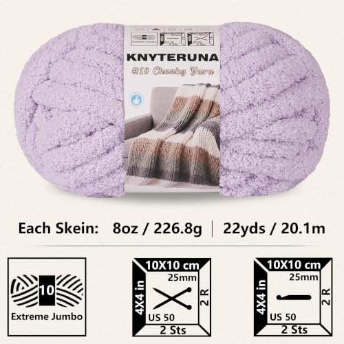 Chunky Yarn for Hand Knitting, #10 Chunky Blanket Chenille Yarn, Large Bulky Thick Jumbo Yarn, Super Chunky Knit Yarn for Crocheting, 8 Skein(8 oz 22 yds Each Skein), Lavender Fog - color: Lavender Fog