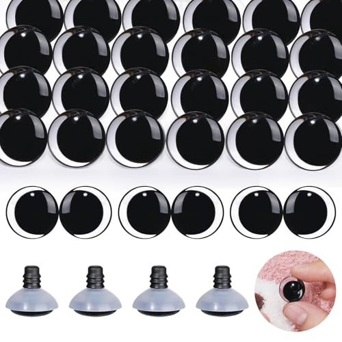 MUCUNNIA 100PCS 16mm Moon Safety Eyes for Crocheting with Washers Clear Safety Eyes for Amigurumi 3D Moon Crochet Eyes Doll Eyes for Animals Teddy Bear Crochet Toy Christmas Decorations - size: 16mm