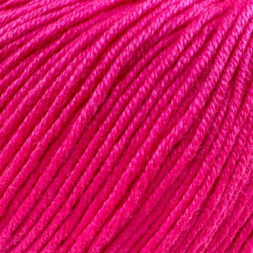Cotton Hobby Yarn for Amigurumi Crochet & Knitting (Fuchsia) | 1.76 oz (50g) / 180 yds, 60% Cotton 40% Acrylic Blend Yarn, Soft Lightweight Baby Yarn, Punch Needle Projects - color: Fuchsia, size: 1 BALL