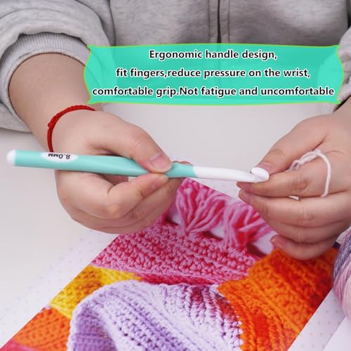 Hobekoee 8mm Large Crochet Hook,Big Crochet Hooks for Chunky Yarn,Extra Long Crochet Hooks with Soft Ergonomic Handle for Crocheting Yarn,Wool Roving - size: 8mm
