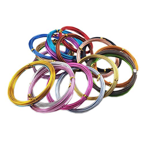INSPIRELLE 15 Guage Aluminum Craft Wire 20 Colors Bendable Metal Wire | for Jewelry Craft Making, 5M Each Color 1.5mm - size: 15 Guage (1.5mm)