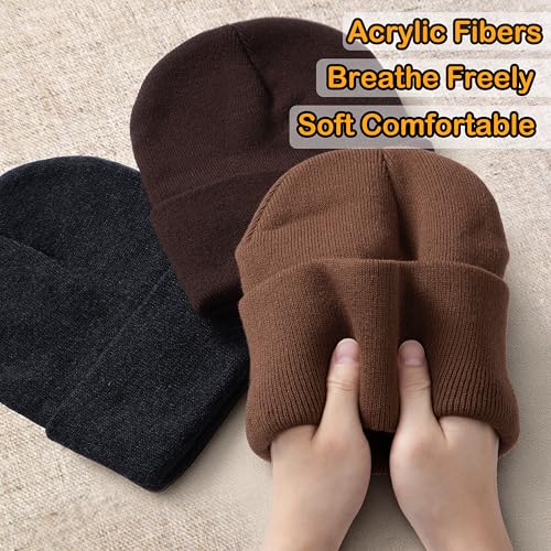 Beanies Hats for Men Women Winter Hat 4-Pack / 3-Pack - color: 3-pack Coffee Brown/Brown/Dark Gray
