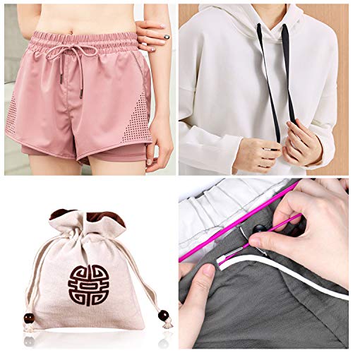 HOYOLS 7 Pcs Drawstring Threader Set | Elastic Bodkin, Loop Turner Tweezers, Quick & Easy Rethreading Tools, for Hoodies, Sweatpants, Sewing & Crafts