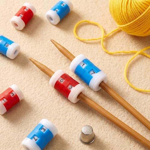 Crochet Stitch Markers, 4pcs Manual Tally Counter, Slide-On Plastic Knitting Row Counter, 2 Sizes Mini Counting Clicker for Hand Weaving Knitting Crochet Projects DIY Crafting Accessories