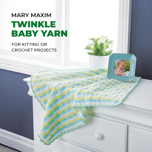 Mary Maxim Twinkle Baby Yarn for Crocheting and Knitting, Green Fingering Weight Yarn for Baby Blankets and Clothing 230 Yards Per 1.75 OZ Skein - Grass - color: Grass