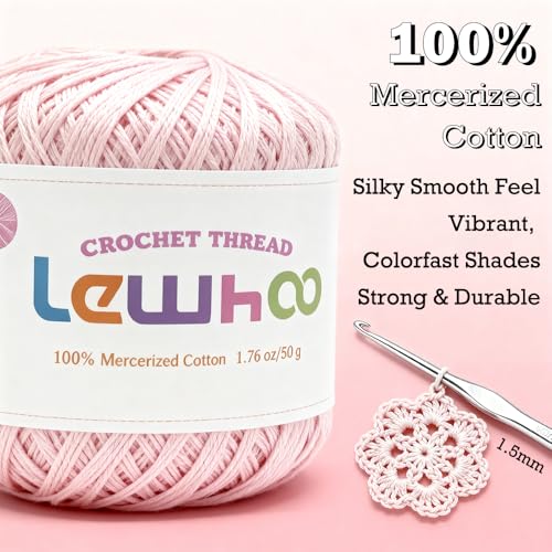 Crochet Thread, 8 Pearl 100% Mercerized Cotton Yarn Balls | Tatting Thread Size 10 for Crocheting, Cotton Lace Yarn Hand Embroidery - color: multicolor 2