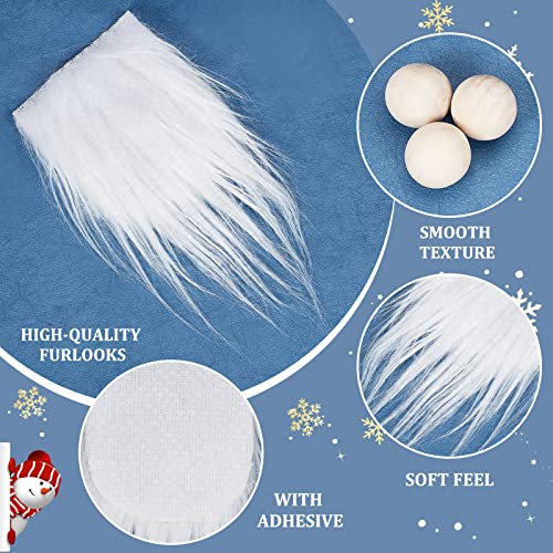 GORGECRAFT 6 Pieces Gnome Beard Unfinished Wooden Balls Braids Dwarf Beard Kit Faux Fur Beard Hair Set for DIY Handmade Gnome Sewing Craft Patches Easter Christmas Party Supplies, White - color: 3pcs White Gnome Beard+3pcs Beads