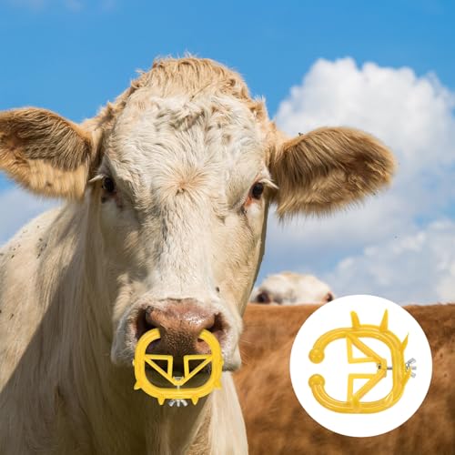 M METERXITY 10-Pack Cow Nose Rings Set, Plastic Farm Livestock Cow Nose Clip with 0.79" Long Spikes for Farm Cattle Prevent Milk Sucking [Yellow/Orange] - color: Yellow/Orange