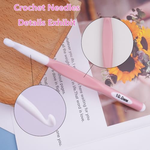Hobekoee 10mm Large Crochet Hook,Huge Crochet Hooks for Chunky Yarn,Extra Long Crochet Hooks with Soft Ergonomic Handle for Crocheting Yarn,Wool Roving - size: 10mm