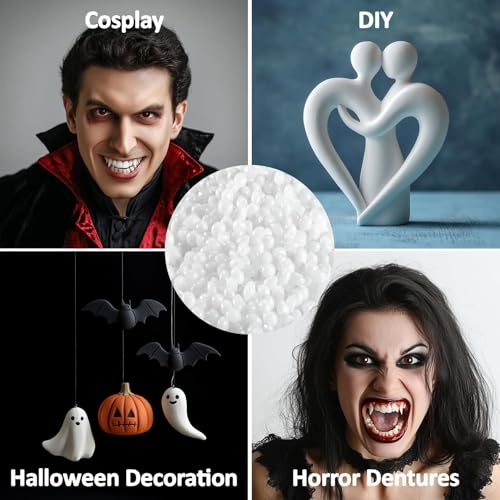 Sukh 310G Moldable Plastic Pellets - Thermoplastic Beads Polymorph | Meltable & Reusable Plastic for Crafts, DIY, Cosplay, Modeling, Temporary Repair, Halloween Vampire Teeth Fangs