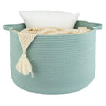XUANGUO Extra Large Cotton Rope Round Storage Basket 22" x 14" Light Green | Woven basket for blankets, toys, towels, laundry, nursery, living room and pet toy storage. - color: light green