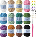 12 Pack Fluff Chenille Chunky Yarn for Crocheting Premier Puzzle - Velvet Baby Crochet Yarn with Black White Purple Pink Blue Coffee Red Premier Khaki Yellow Amigurumi Yarns Set B - color: 12 B