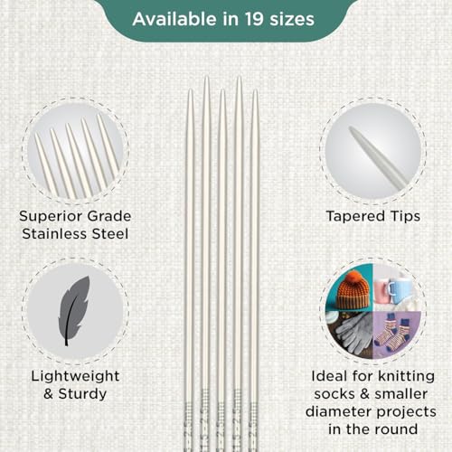 KnitPro Stelo Double-Pointed Needles 8" (20cm) | US Size 1.5 (2.5mm) - size: US Size 1.5 (2.5mm)
