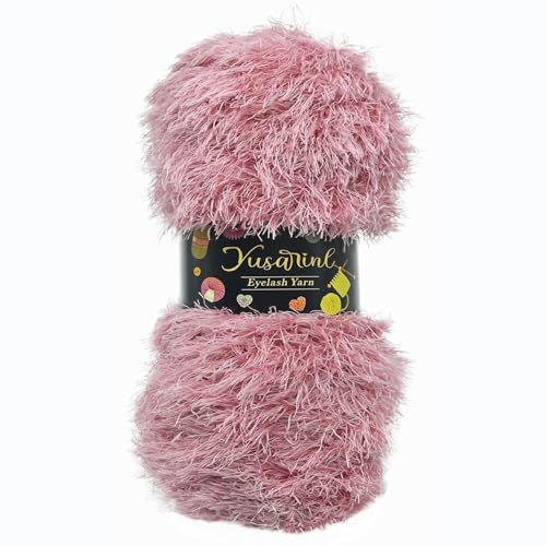 (23 Colors Available) Yusarinl Eyelash Yarn Fluffy 100% Polyester 3,35oz 130 Yards, Fun Fur Yarn for a Border, toy's Hair or Beard-Leather Pink - color: Leather Pink, size: 1 Skein