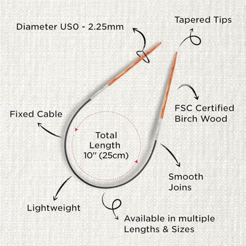 KnitPro Dreamz Fixed Circular Needles 10" (25cm) | US Size 1 (2.25mm) - color: Orange Lily, size: US 1 (2.25mm)