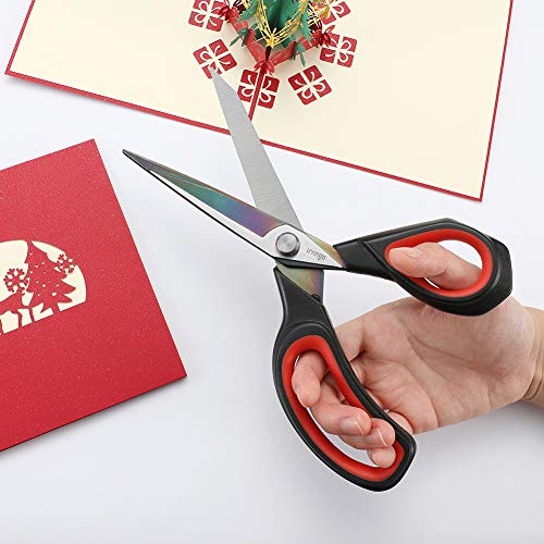LIVINGO Premium Tailor Scissors Heavy Duty Multi-Purpose Titanium Coating Forged Stainless Steel Sewing Fabric Leather Dressmaking Comfort Grip Shears Professional Crafting (9.5 INCH) (Pack of 2) - color: Black/Red, size: 9.5" (Pack of 2)