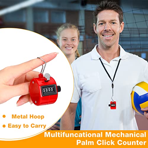 Hoteam Handheld Tally Counter 4 Digital Number Count Clicker Counter Hand Mechanical Pitch Clicker for Coaching,Knitting, People, Lap, Fishing, Golf Sport Row