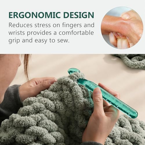 Mellobello Colorful Crystal Large Crochet Hooks Set 12-25MM, Ergonomic Crochet Kit for Beginners & Chunky Yarn Projects