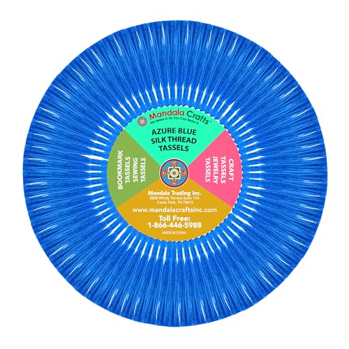 Mandala Crafts 100 Small Azure Blue Bookmark Tassels with Loops for Crafts | Machine Washable, Polyester Mini Craft Tassels for Jewelry Making, Graduation Decorations, Keychains, Gift Tags & Ornaments - color: Azure Blue, size: 5.5 Inches