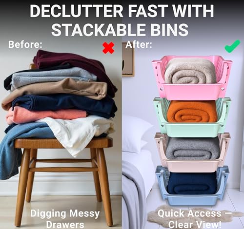 Skywin Stackable Storage Bins Open Front for Pantry Storage, 4 Pack - Multi | Sturdy Plastic, Easy Stacking, Breathable & Open Front Design, Pantry Storage for Snacks, Toiletries, and Small Essentials - color: Multi