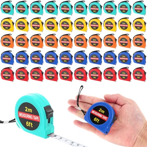 Copkim 50 Pcs 6 ft Mini Tape Measure Retractable Bulk,Colored - color: Colored