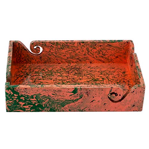 Hind Handicrafts Solid Handmade Crafted Wooden Portable Antique Yarn Storage Bowl Tray - Holder for Knitting Crochet Hook Accessories - Multipurpose Organiser (Aqua Black Green 2, 12" x 8" x 2.5") - color: Aqua Black Green 2