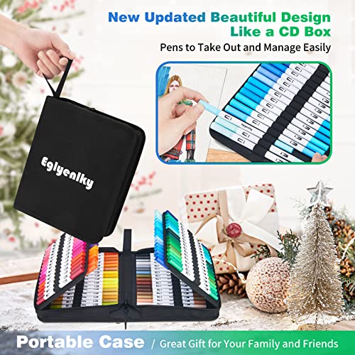Eglyenlky Markers for Adult Coloring,100 colors,Dual Brush Pens | Art Coloring Pens,Fine Tip and Brush Tip for Adult Kids Drawing Lettering Calligraphy (White Set) - color: 100 Colors-White