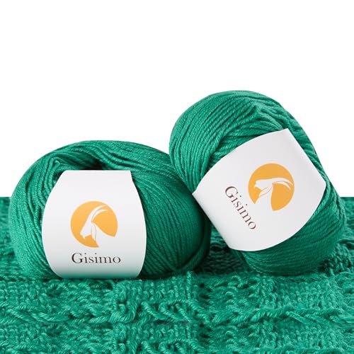 Merino Wool Yarn for Knitting & Crocheting - 35% Wool, 65% Acrylic - color: Green, size: 2 Ball