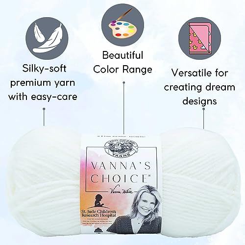Lion Brand Yarn Vanna'S Choice 860-100 White | 3 Skeins, Same Dye Lot, Project Bag, CYC #4 Worsted, 100% Acrylic, Ideal for Crochet, Knitting Blankets, Hats, Scarves - color: 860-100-White