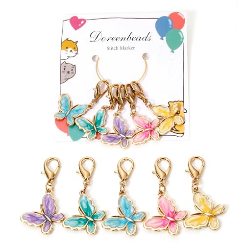 DoreenBeads Stitch Markers for Crocheting and Knitting | Alloy Enamel Crochet Marker Crochet Gifts for Knitting Weaving Sewing Accessories Quilting Jewelry Making - color: Butterflies