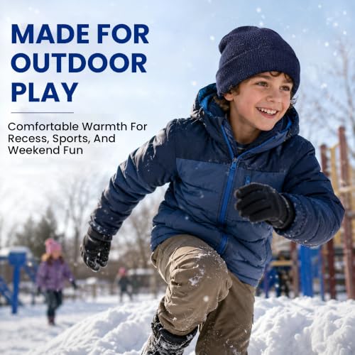 Yacht & Smith Wholesale Beanie and Glove Winter Bulk Kit, Kids Adults Bulk Sets, Homeless Donation Shelters - color: 12 Pack Kids Dark Beanies