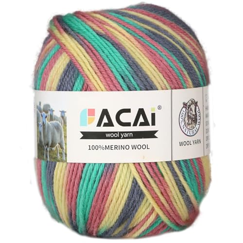 Facai Merino Wool Yarn Sock Yarn - 100% Pure Merino Wool Roving for Knitting, 1-Ball Set, 3.5oz (240 Yards), Worsted Weight (1, Halcyon) - color: Halcyon