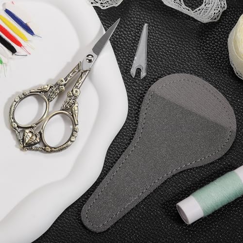 Precision Embroidery Scissors – 4.6in Vintage Classic Straight Pointed Shears, Sharp Stainless Steel Small Detail Thread Snips for Needle Craft, Sewing, Decoupage, Yarn, Fabric – with Pouch