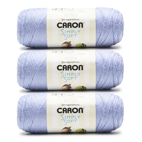 Caron Simply Soft Yarn for Crocheting & Knitting, Periwinkle, 3-Pack | #4 Worsted Medium, Soft 100% Acrylic Yarn for Crochet, Knitting, Blankets and Crafts, 315 Yards, 170.1g/6oz per skein - color: Periwinkle, style: Simply Soft