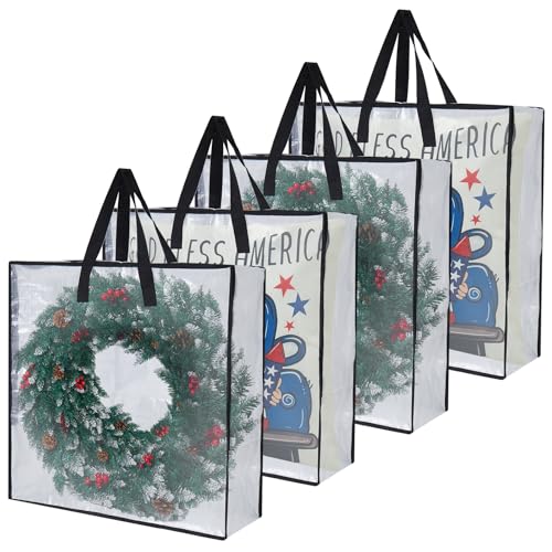 4-Pack Clear Heavy Duty Moving Bags and Storage Bags, 25 Gallon Large Moving Boxes Alternative for Wreath Storage Container, Under Bed Storage, Stadium Events, and College Moving Supplies - color: Square Clear, size: 4Pack