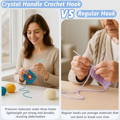 8-Size Inline Crochet Hook Set with See-Through Ergonomic Plastic Handles (2.5mm–6mm) – Ideal for Blankets, Dolls, Hats & Scarves