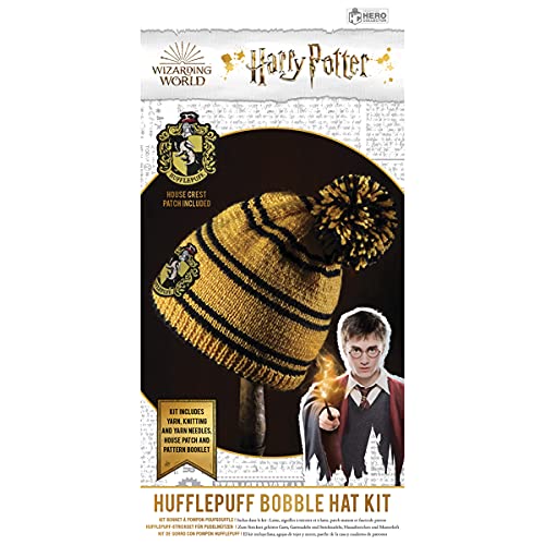 Hero Collector Hufflepuff Hogwarts House Beanie Hat Kit | Harry Potter Wizarding World Knitting Kits