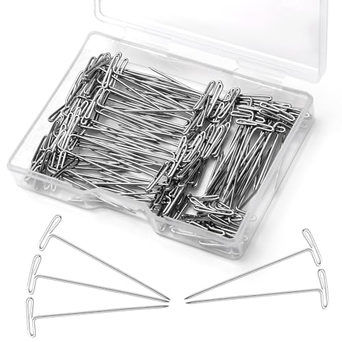 1 Inch 120 Pcs T Pins, Sewing Pins Wig pins Knitting Supplies | Sewing Pins for Wigs, Blocking Knitting, Modelling, Wig Making and Crafts, Stainless Steel Head Pins for Jewelry Making - size: 1inch*120pcs