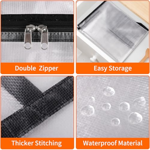TasticTotes 4 Pack Clear Storage Bags for Comforter, Clothes & Bedding, 40L | Plastic Blanket Storage with Zipper & Handle, Foldable Moving Bags, Closet Organizer and Under-Bed Storage Containers - size: 40L