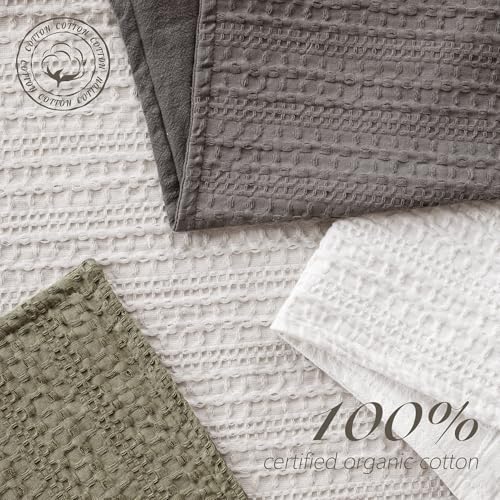 Foindtower Set of 2 Decorative Cotton Waffle Weave Throw Pillow Covers Euro Shams Cushion Covers Accent European Pillowcase for Bed Couch Sofa Bedroom Living Room Home Decor 22×22 Inch Oatmeal - color: Oatmeal, size: 22" x 22" (Pack of 2)