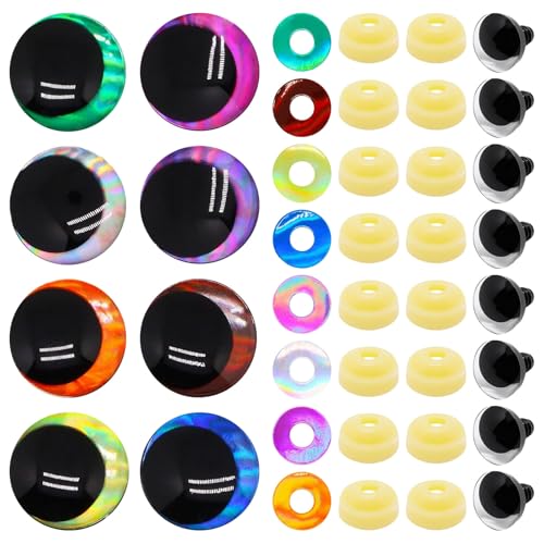 BUXIMN 16PCS 20mm Safety Eyes for Crocheting,3D Craft Eyes Tie Dye Laser Crochet Safety Eyes for Crochet Stuffed Animals Doll Eyes - color: Colorful A, size: 20mm