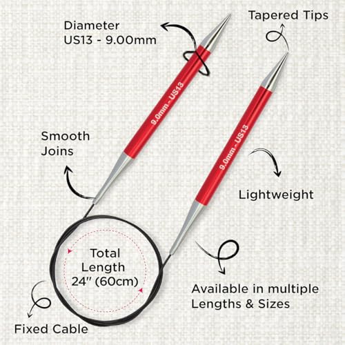 KnitPro Zing Fixed Circular Needles 40" (100cm) | US Size 13 (9mm) - size: US 13 (9mm)