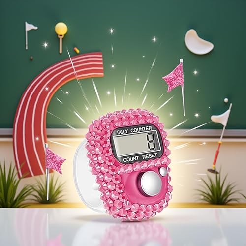 Electronic Finger Tally Counter Clicker Counter,Convenient Portable Digital Display Tally Counter,Resettable Mini Lap Counter for Golf Goods Counting Accessories,Track and Field Lap Counters - color: Pink
