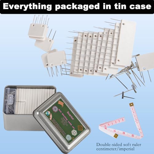 Knit Blocking Pins Kit, Includes 20 Knit Blocking Combs, 100 T-pins for Blocking Knitting Crochet, Needlework Projects, Knitting Block Tool for Blocking Mats, White - size: White, 1 Pack